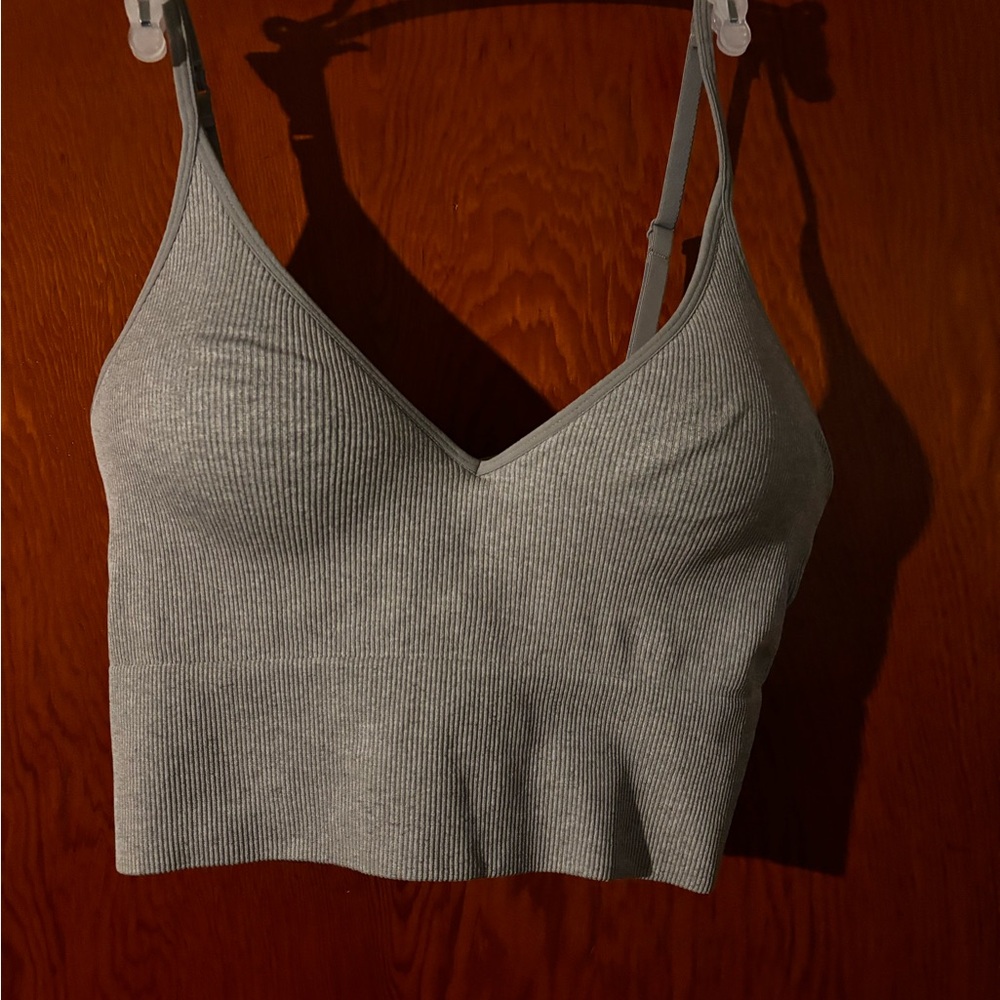 Women's Gray Ribbed Bralette